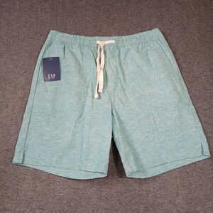 GAP Linen Pull-On Shorts Mens Medium Green Marled Drawstring GP007979